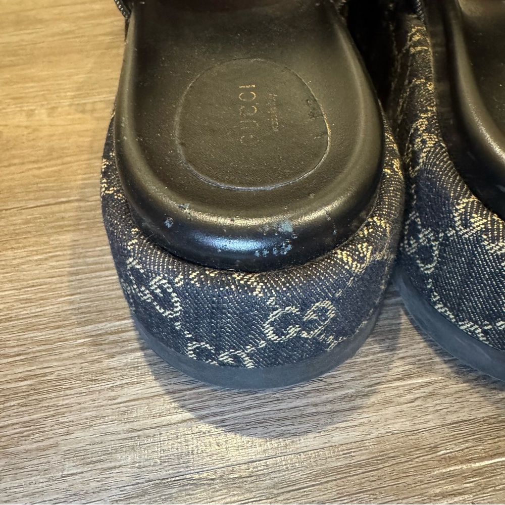 Gucci GG Monogram Canvas Denim Platform Slide Sandals - Picture 5 of 15
